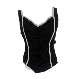 Carol Wior Black Ruched Slimming Swimsuit size 16 Shape Detector never worn